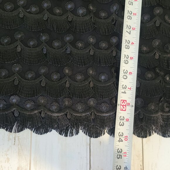 Trina Turk Black Lace Tiered Shift Dress Glam Goth Cocktail Lined Party Whimsey - Picture 8 of 9